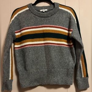 Madewell gray stripe long sleeve sweater new